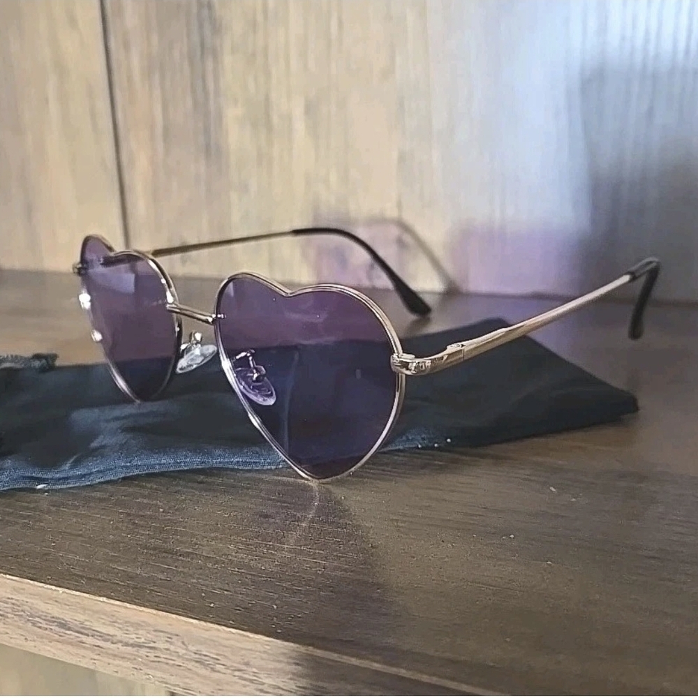 Heart Shaped Eyewear Purple Tint Lens Soft Case Included